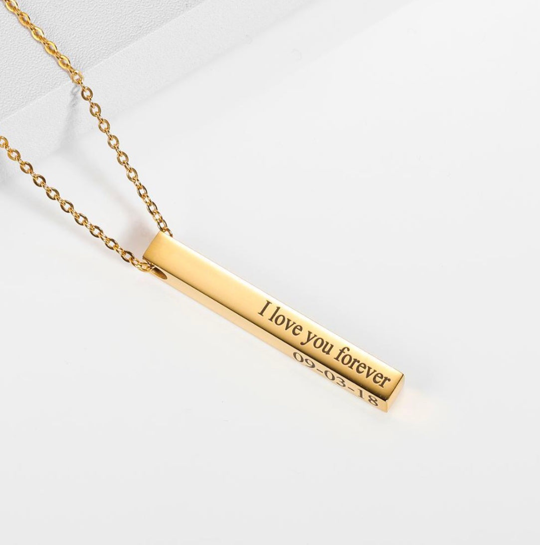 18K Gold Plated Custom Column Necklace