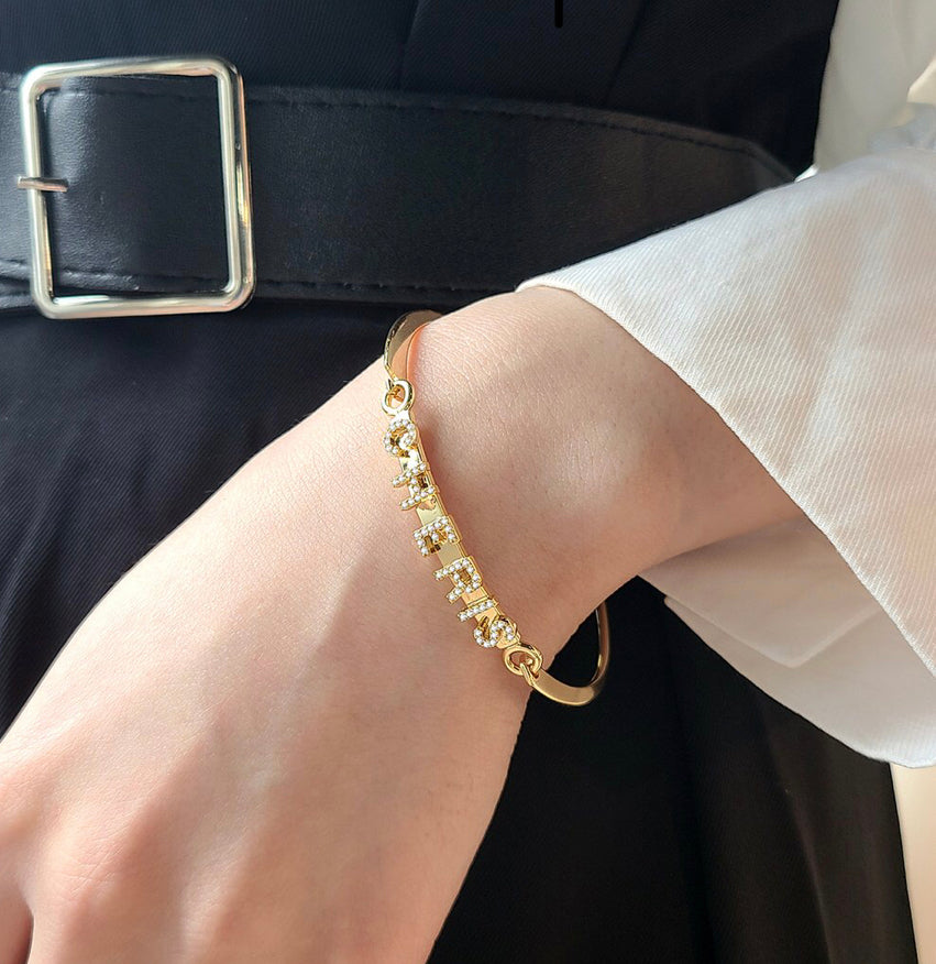 18k Gold Crystal Custom Name Bracelet